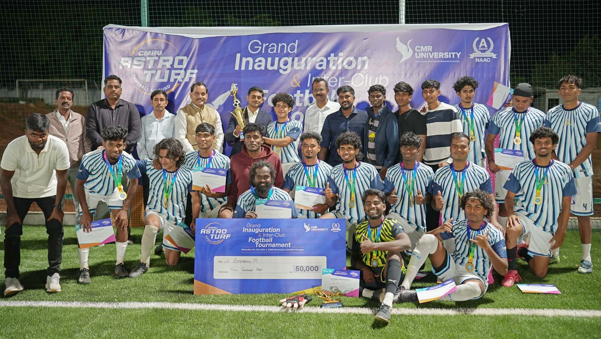 Inauguration of the International-Standard Astro Turf Football Ground at CMR University